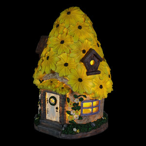 Solar Sunflower Roof Fairy Garden House, 9 by 15 Inches | Shop Garden Decor by Exhart