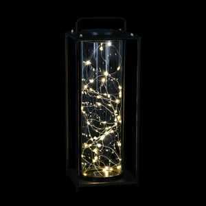 solar glass tube in square metal with 100 LEDs, 21 Inch | Shop Garden Decor by Exhart