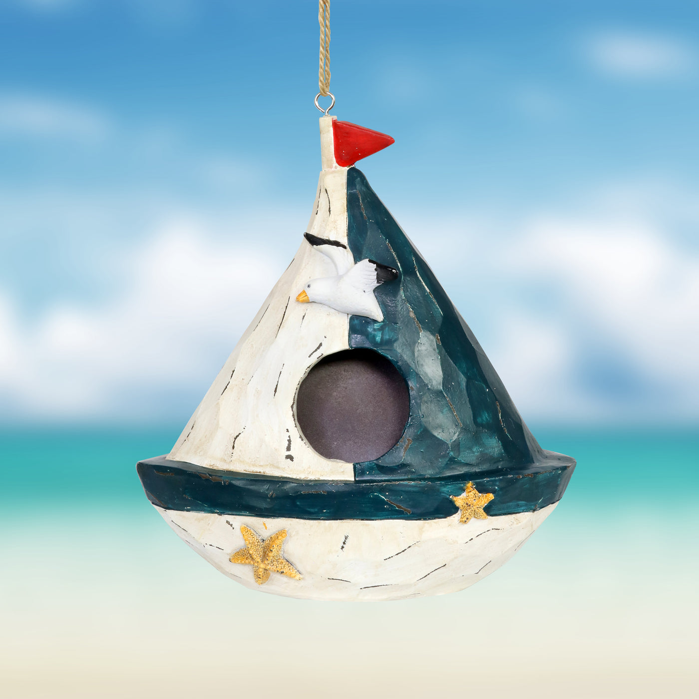 Hanging Sail Boat Bird House  Sail Boat Decor for Sale - 8