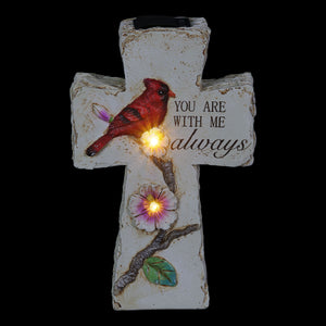 Solar Remembrance Cross with Cardinal Garden Statuary, 9 Inch | Shop Garden Decor by Exhart