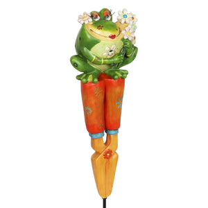 Frog on Pruners Garden Tool Plant Stake, 4.5 by 15 Inches | Shop Garden Decor by Exhart
