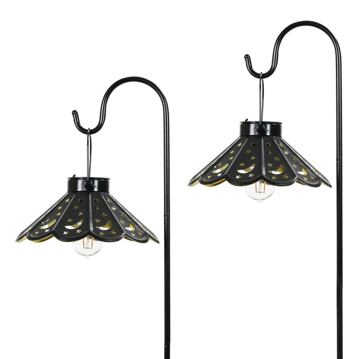 Solar Lamp Shade on a Shepherd's Hook Garden Stake Set of 2, 9.5 by 33.5 Inches