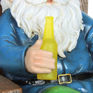 Solar Good Time Drinking Danny Gnome in Adirondack Chair Garden Statuary, 8.5 by 10.5 Inches | Shop Garden Decor by Exhart