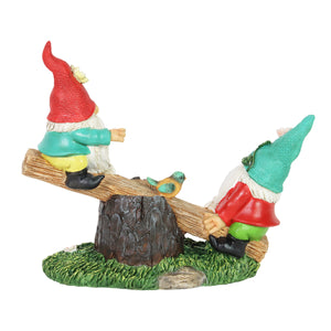 Two Can't See Hat Seesaw Gnomes Garden Statuary, 10.5 by 9 Inches | Shop Garden Decor by Exhart