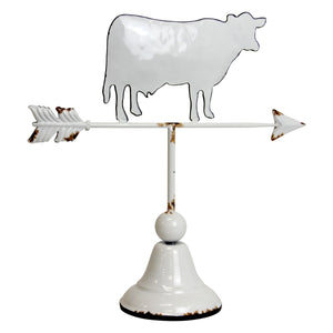 White Metal Cow Tabletop Weather Vane, 15 Inch
