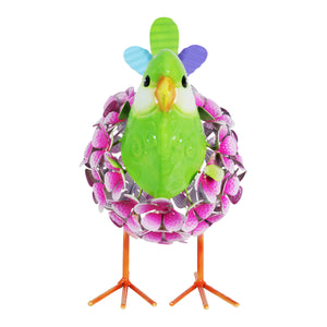 Solar Pink Metal Song Bird with 38 LEDs in a Flower Body Garden Statue, 6 by 7.5 Inches | Shop Garden Decor by Exhart