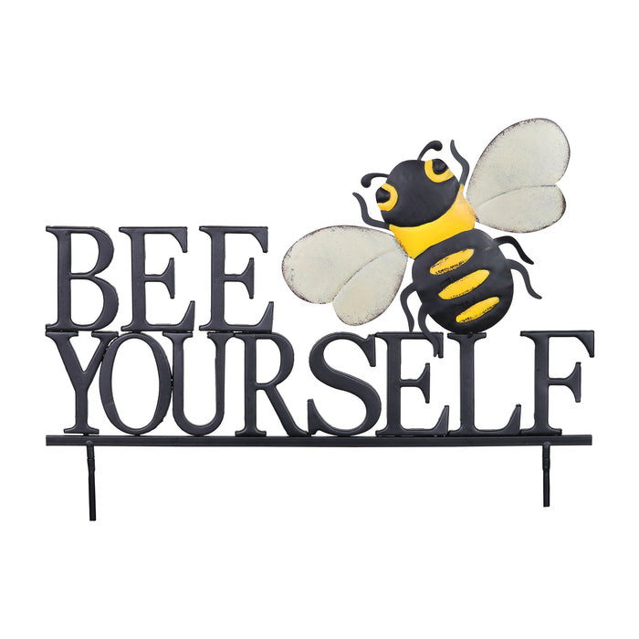 Bee Yourself Hand Painted Metal Garden Stake, 21 by 17 Inches