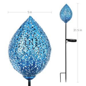 Solar Metal Blue Tear Drop Garden Stake, 5 by 31 Inches | Shop Garden Decor by Exhart