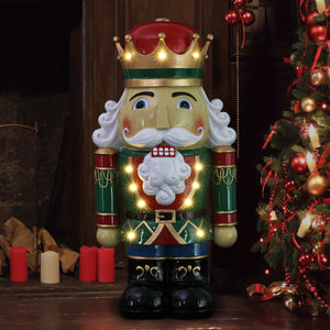 Nutcracker King Soldier with Hand Painted LED Uniform on a Battery Powered Automatic Timer, 24 Inch | Exhart