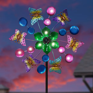 Solar Rainbow Butterflies Garden Spinner Stake, 22 by 65 Inches | Shop Garden Decor by Exhart