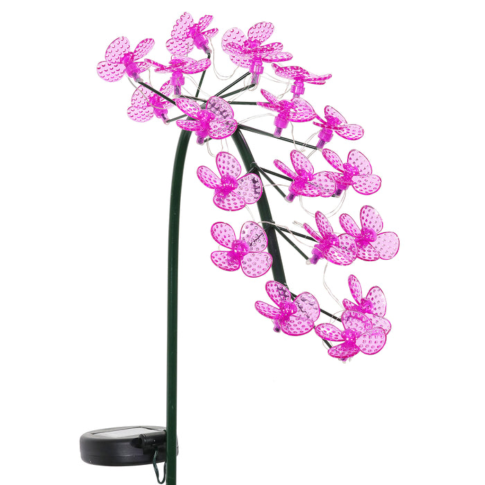 Solar Spinning Pink Forget Me Not Blooms on a Cascading Flower Garden Stake, 27 Inch