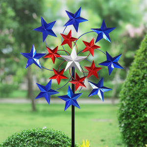 Sweda 8x 8 3D Hanging Star Wind Spinner Plastic, Americana Patriotic  Decorations, Red/Blue - Lot of 6