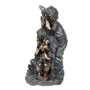 See No, Hear No, Speak No Evil Children Garden Statuary in Bronze Look with Patina Finish, 18.5 Inch | Exhart