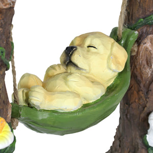 Solar Dog in a Welcome Hammock Hand Painted Garden Statuary, 9.5 by 10.5 Inches | Shop Garden Decor by Exhart