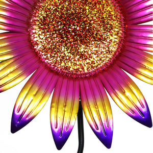 Colorful Metal Sunflower Garden Stake in Red, 16 by 56 Inches