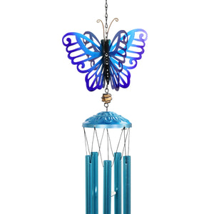 Spinning Blue Metal Butterfly Wind Chime, 9 by 43 Inches | Shop Garden Decor by Exhart