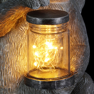 Solar Raccoon Garden Statuary with LED Firefly Jar, 10 Inches tall | Shop Garden Decor by Exhart