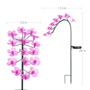 Solar Spinning Pink Forget Me Not Blooms on a Cascading Flower Garden Stake, 27 Inch | Shop Garden Decor by Exhart