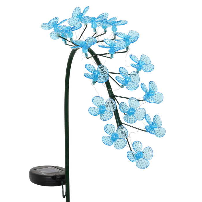 Solar Spinning Blue Forget Me Not Blooms on a Cascading Flower Garden Stake, 27 Inch