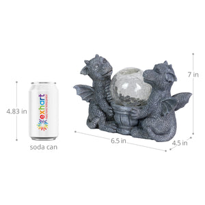 Solar Dragons Garden Statue with a Glass Crackle Ball, 11 by 7 Inches | Shop Garden Decor by Exhart
