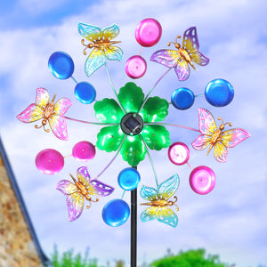 Solar Rainbow Butterflies Garden Spinner Stake, 22 by 65 Inches | Shop Garden Decor by Exhart