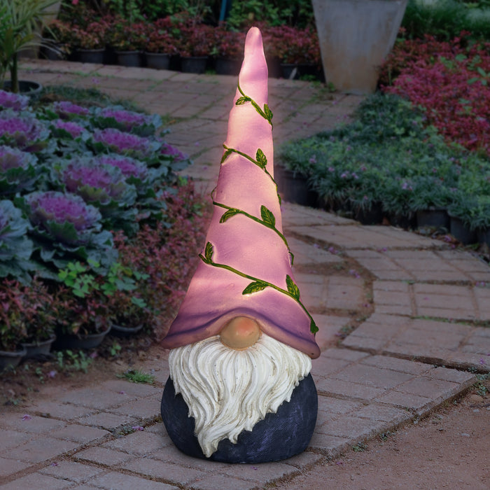 Solar Can't See Hat Gnome with Illuminating Purple Vine Gnome Hat, 13 Inch