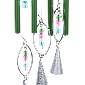 Green Hummingbird Metal Wind Chime Garden Stake, 11.5 by 38 Inches | Shop Garden Decor by Exhart