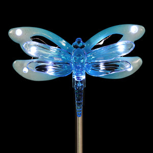 Solar Acrylic and Metal Blue Dragonfly Garden Stake with Twelve LED Lights, 4 by 34 Inches | Shop Garden Decor by Exhart
