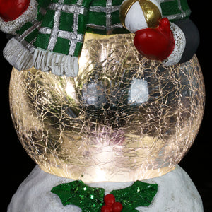 Hand Painted Christmas Snowman Statue with LED Glass Center on a Battery Powered Timer, 8.5 Inch | Shop Garden Decor by Exhart