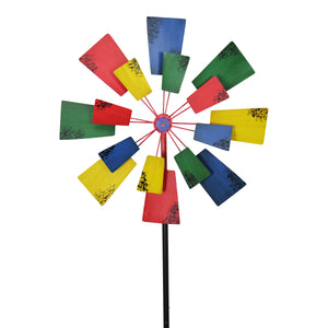 Dual Windmill Wind Spinner Garden Stake, 24 by 85 Inches | Shop Garden Decor by Exhart