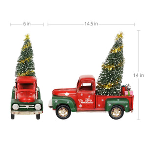 Merry Christmas LED Vintage Holiday Truck Statue with a Battery Powered Timer, 14.5 Inches | Shop Garden Decor by Exhart