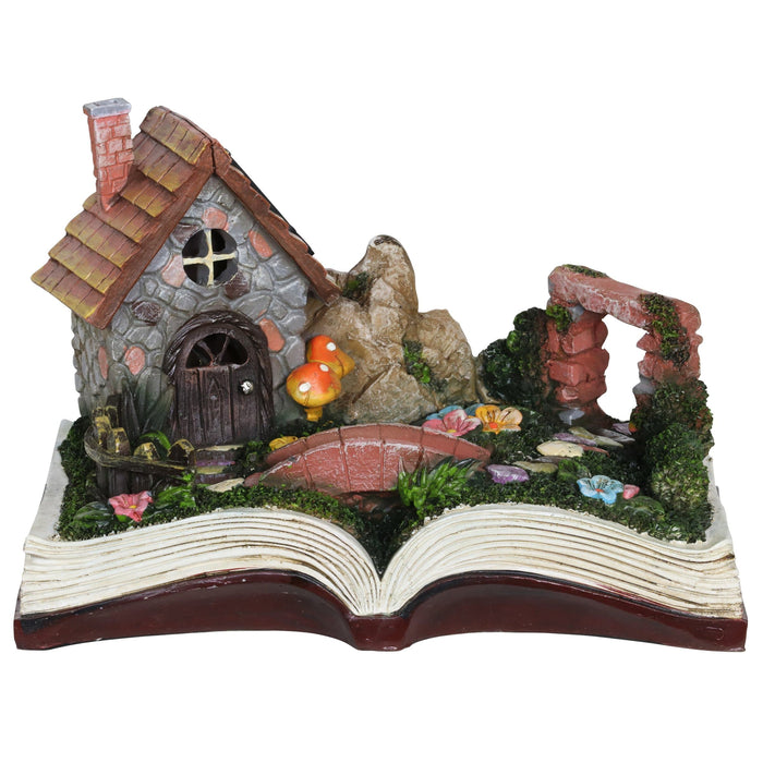 Solar Fairy House Pop Up Book Garden Statue, 10 by 7 Inches