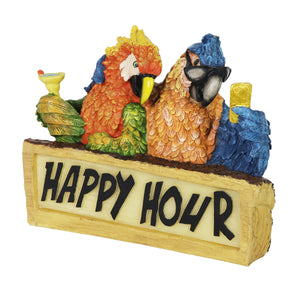 Solar Happy Hour Parrot Marquee Garden Statue, 12 by 10 Inches | Shop Garden Decor by Exhart