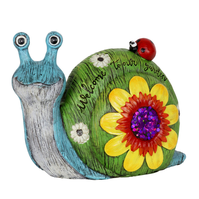 Colorful Welcome To Our Garden Snail Statue, 8 Inch