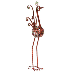 Bronze Metal Filigree Bird Statue with a Round Flower Body and Bead Details, 15 by 28 Inches | Shop Garden Decor by Exhart