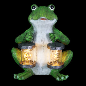 Solar Firefly Jar Frog Garden Statuary, 10 Inches tall | Shop Garden Decor by Exhart