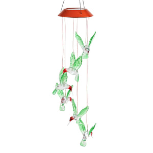 Solar Hummingbird Hanging Mobile with 6 Color Changing LEDs, 5 by 27.5 | Shop Garden Decor by Exhart