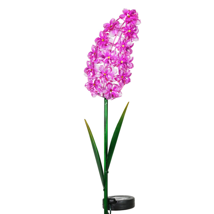Solar Pink Acrylic and Metal Lilac Garden Stake, 5 by 34 Inches