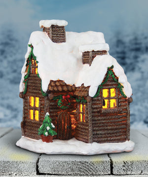 Exhart, LED Christmas Log Cabin with Timer