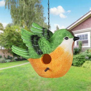 Peach Bird Hand Painted Bird House, 10 by 6 Inches | Shop Garden Decor by Exhart