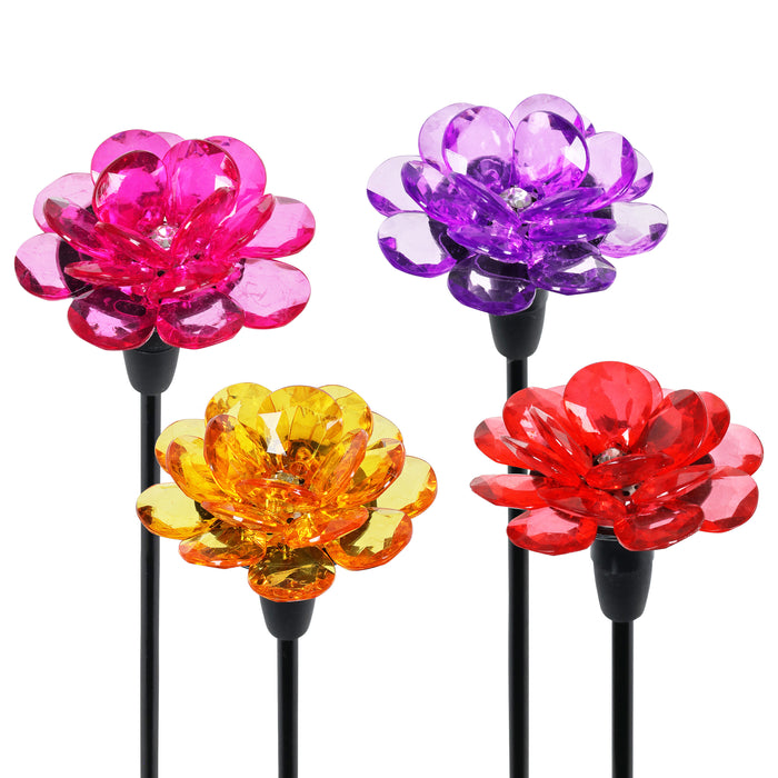 Solar Mini Flower Stake Set of Four, 3 by 16 Inches