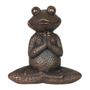 Meditating Yoga Frog Garden Statue in Bronze Look, 16.5 Inches | Shop Garden Decor by Exhart