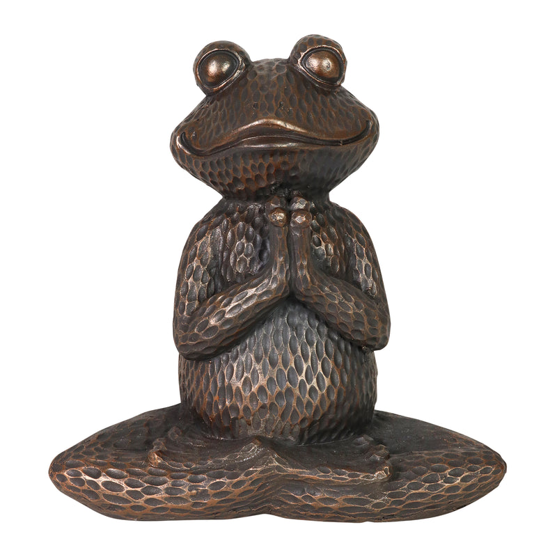Bronze Yoga Frog Meditating Garden Statue 16.5" Exhart