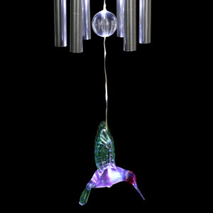 Solar LED Green Flower Hanging Wind Chime with Hummingbird Charm,  7 by 27.5 Inches | Shop Garden Decor by Exhart