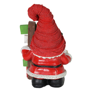 Hand Painted Red Hat Christmas Gnome with Believe Signpost, 8.5 Inch | Shop Garden Decor by Exhart