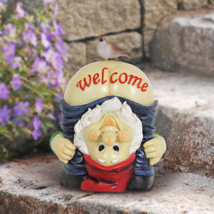 Solar Good Time Full Moon Morty Gnome Welcome Sign Garden Statue, 12 Inch | Shop Garden Decor by Exhart