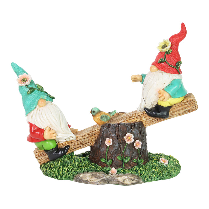 Two Can't See Hat Seesaw Gnomes Garden Statuary, 10.5 by 9 Inches