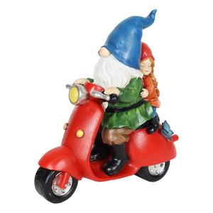 Solar Hand Painted Scooter Gnome Garden Statuary, 11.5 Inches tall | Shop Garden Decor by Exhart