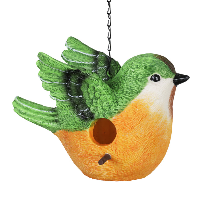 Peach Bird Hand Painted Bird House, 10 by 6 Inches