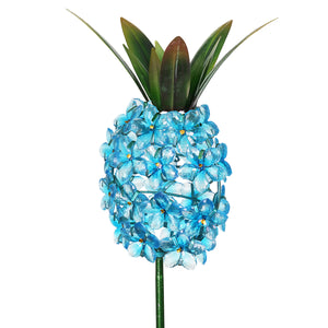 Solar Blue Acrylic Flower and Metal Pineapple Garden Stake, 6 by 34 Inches | Shop Garden Decor by Exhart